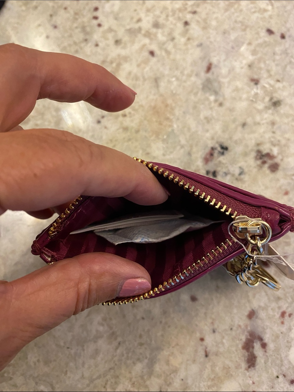 Victoria's Secret Burgundy zippered Card Holder Keychain bagcharm NWT - Picture 7 of 8